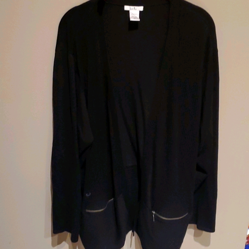 Black Cardigan w/Zipper Pockets